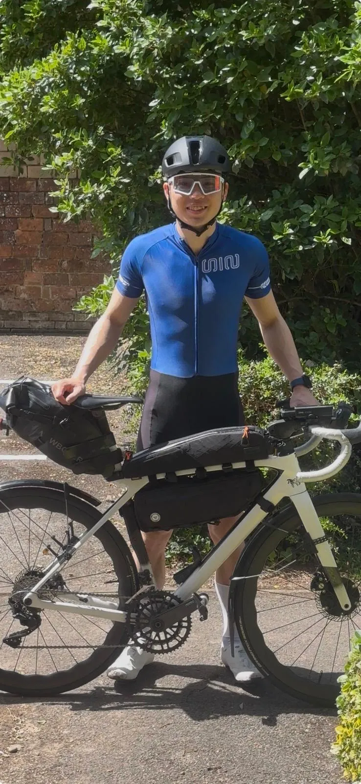 The maker riding a mountain climb at speed